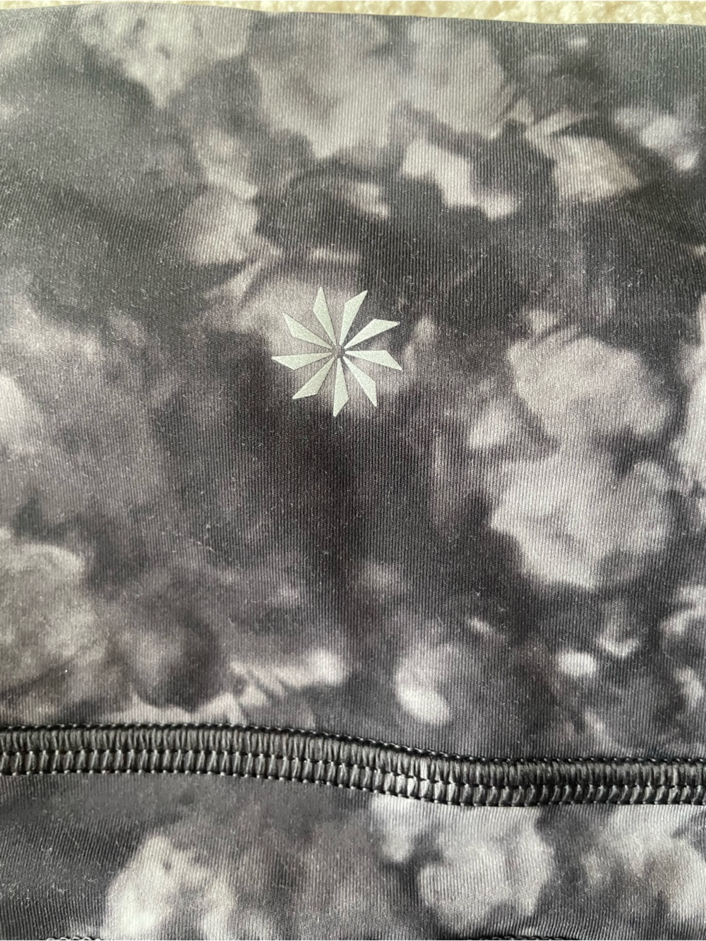 Athleta Black Gray Rainier Printed Tight Women’s Size M Floral Yoga Athleisure - Picture 5 of 9